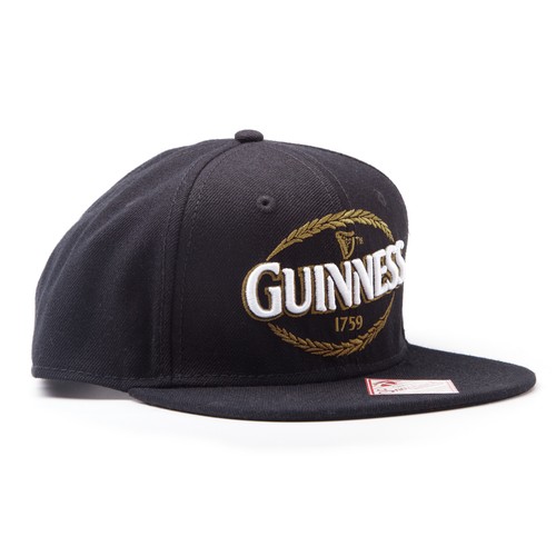 BRAND NEW OFFICIAL GUINNESS DRINK HEARP LOGO BLACK SNAPBACK CAP HAT