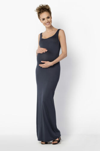 Ladies Maternity Long Vest Maxi Dress Full Length Bodycon Plus Sizes 8-18 FM18 