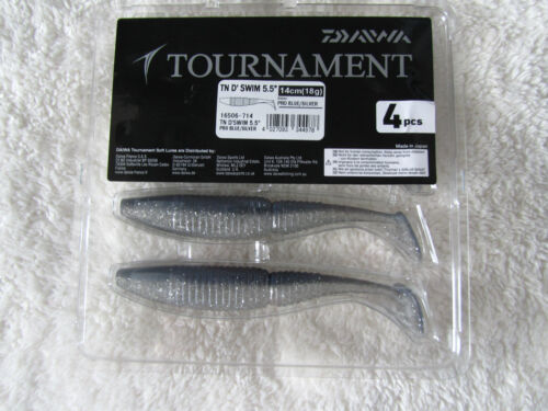 1 x pack de tn Daiwa Tournament D/'Swim 5.5 /"shads bleu argent