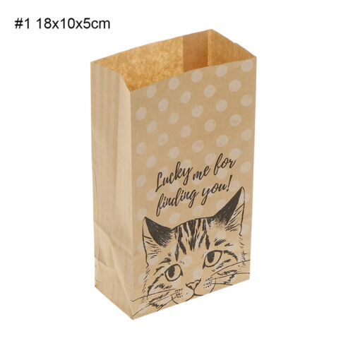 10X kraft paper gift bags candy cookies paper bags gift packaging cat patteMAEK 