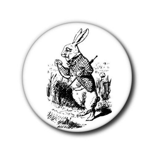 25mm Alice in Wonderland White Rabbit Button Badge 