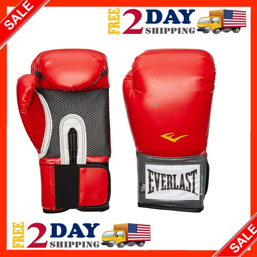 Details about / Guantes De Boxeo Cuero Guantes De Entrenamiento Everlast Pro Style