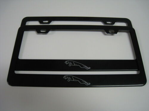 2 Brand New /"JaguaLOGO/" BLACK Metal License Plate Frame Front/&Rear