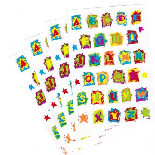 4 Sheets ABC Alphabet Colorful Letter Funky STAR Scrapbook Stickers! 
