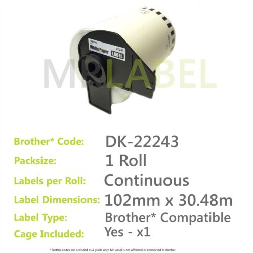 Brother Compatible Labels DK-22243 with 1x Re-useable Cartridge 