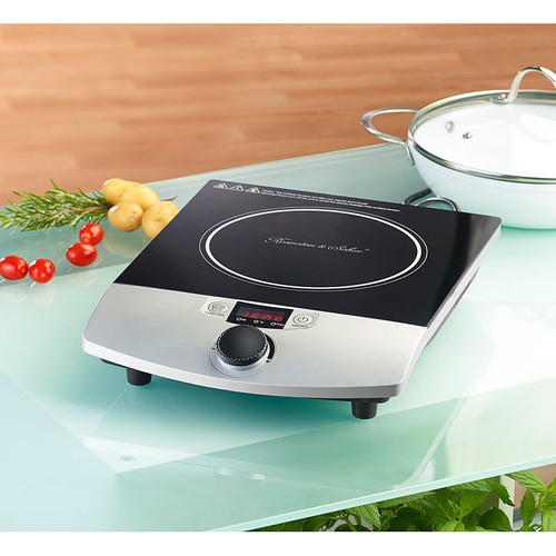2.000 W bis 200 °C Induktions-Kochplatte 12 bis 26 cm LCD Drehregler