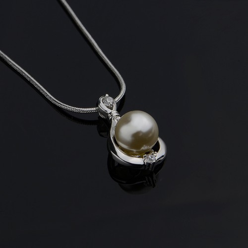 925Sterling Silver Jewelry Cute Fat Pearl Pendant Woman Neckace 18inch NW523