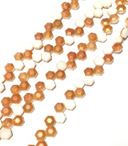 Czech Glass Honeycomb Jewels Beads 2 Hole-6mm Alabaster Apricots-30 Beads