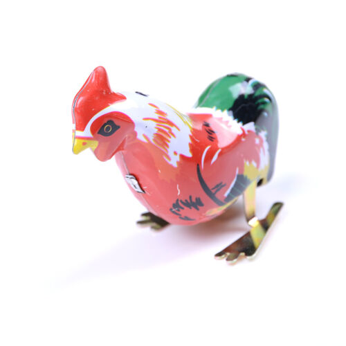 Vintage Wind Up Metal Cock Rooster Animal Clockwork Tin Toy Collectible Gift WL