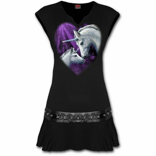 Goth Unicorn Rock Spiral Direct SACRED LOVE Womens Stud Waist Mini Dress Top