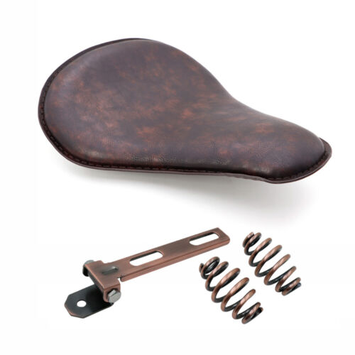 Retro Brown PU Leather Solo Driver Seat Spring Bracket For Harley Chopper Custom 