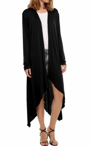 Fashion Women Long Sleeve Cardigan Open Front Draped Solid Casual Irregular Hem
