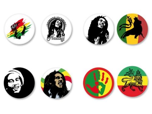 Lot Badge Button Ø25mm Musique Bob Marley Rasta Reggae Jamaique Jamaican 