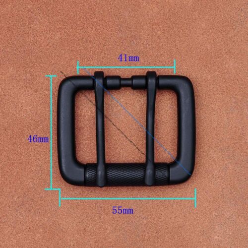 Black Heavy Strong Double Tongue Pin Roller Leather Belt Buckle Fits 40MM Straps