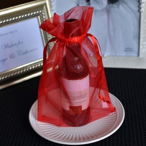 10x Large Red Organza Favor Pouches Wedding Gift Bags 6x9 inches 