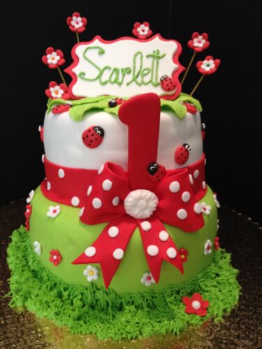 Cake decoration 12 of Edible Topper Lady Bugs Fondant Gumpaste Cupcake 