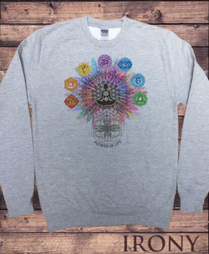 Men/'s Sweatshirt /"Flower Of Life/" Buddha Chakra Symbols Geometric Design SWT796