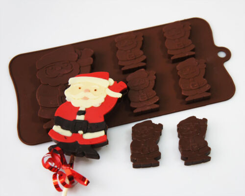 4+1 Waving Santa Silicone Chocolate Mould Xmas Father Christmas Candy Bar Lolly
