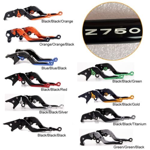 LOGO Folding extending brake clutch levers For Kawasaki Z750 2007-2012 2011 2010 