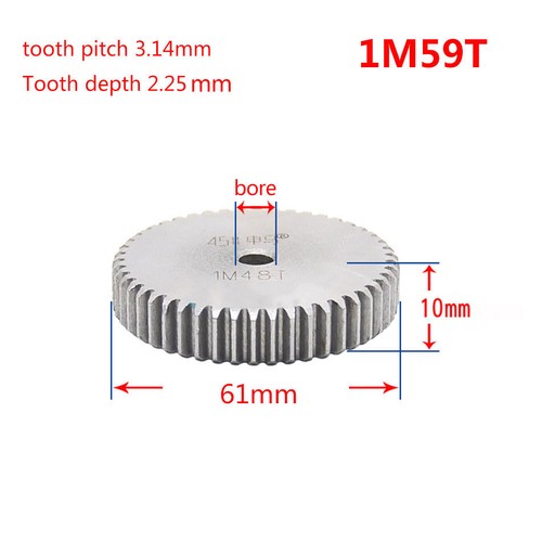 1 Mod 59T Spur Gear Steel Motor Pinion Gear Thickness 10mm Outer Dia 61mm x 1Pcs