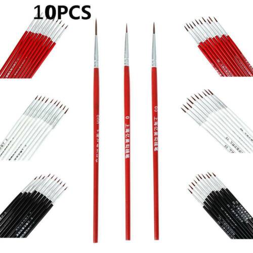 10X Nylon Hair Paint Tool Watercolor Fine Head Point Tip Paint Brushes Set 