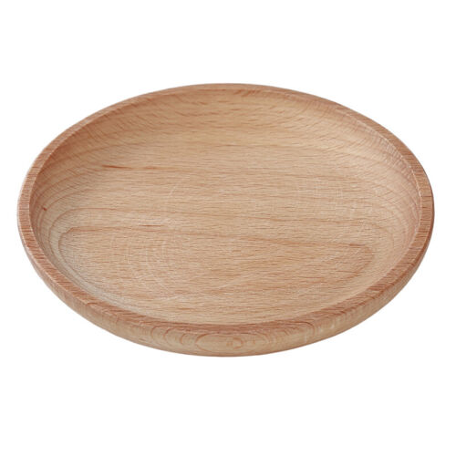 Wood Round Plate Serving Food Fruit Snack Tray Wooden Dish Bowl Easy Clean BL 