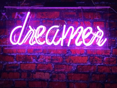 New Pink Dreamer Neon Sign 14"x7" Wall Decor Artwork Light Lamp Display Acrylic 