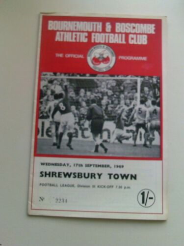 1950's to 1980's  Seasons Various Fixtures Bournemouth  Football Programmes