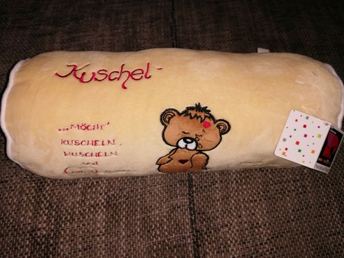 NEUE Kuschel Nackenrolle /"Schutzengel/" 42 x 15cm Bär Liebe gelb Engel Kissen