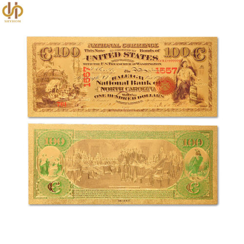 USA 1875 $100 Color Gold Banknote Paper Money Collecting Gold National Bank Note