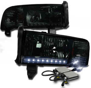 94-01 DODGE RAM LED STRIP SMOKE CRYSTAL HEAD LIGHTS W//10K HID KIT CORNER SIGNAL