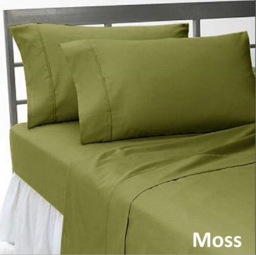 Details about  / Home Fitted Sheet+2 PIllow Case Extra Deep Pocket Solid Colors US Queen