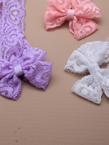 PASTEL LACE FABRIC STRETCH HEADBAND HAIR HEAD ALICE BAND BANDEAUX WITH BOW