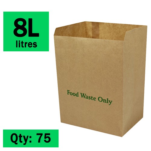 Ecosack 75x 8 L Paper Compostable Kitchen Caddy Bags