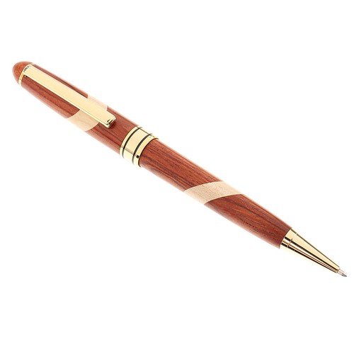 1pc Vintage Finest Rosewood Mosaic Pen Ballpoint Pen Brown+Beige 14.5cm