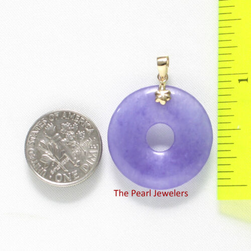 14k solide or jaune 24 mm Tablette anneau en forme de Lavande Jade Pendentif 1.25/" TPJ