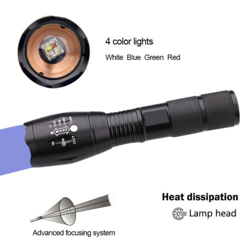 Details about  / Tactical Green+Red+White+Blue LED Flashlight Coyote Hog Fox Torch Adjust Focus