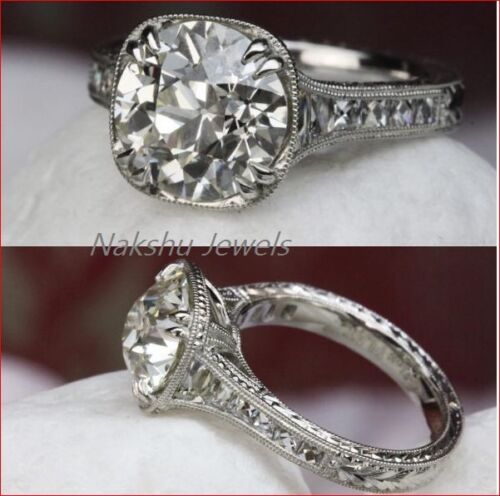 2Ct White Round Moissanite Vintage Engagement Wedding Ring 925 Sterling Silver