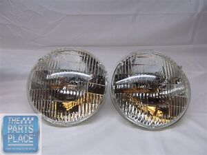 Headlights Ribbed Style 7/" Round 2 Pieces 5014 T3 Headlamps 1956-66 GM T-3