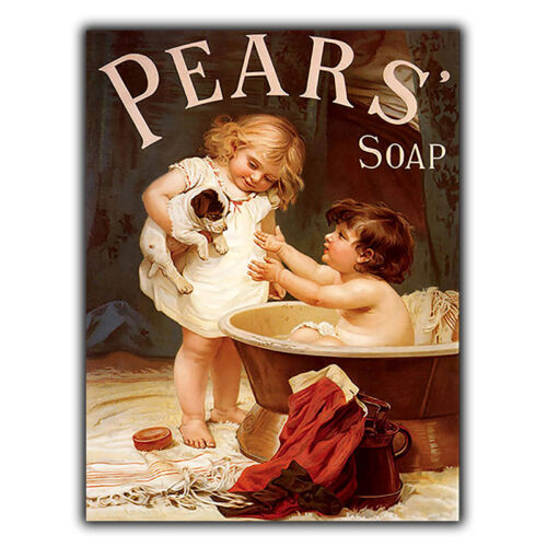 METAL SIGN WALL PLAQUE PEARS SOAP Puppy Dog Vintage Retro BATHROOM Toilet print