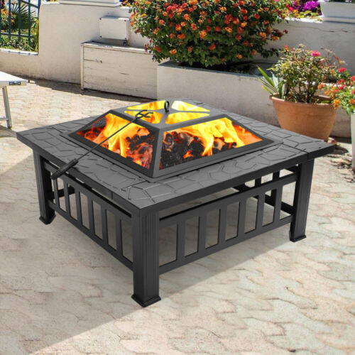 Fire Pit Table Outdoor Garden Terrace Fire Bowl Heater/BBQ/Ice Pit Fireplace 32" 