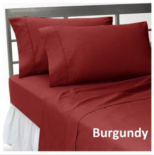 Top Quality Bedding Collection 1000 TC Egyptian Cotton All Sizes Burgundy Solid 