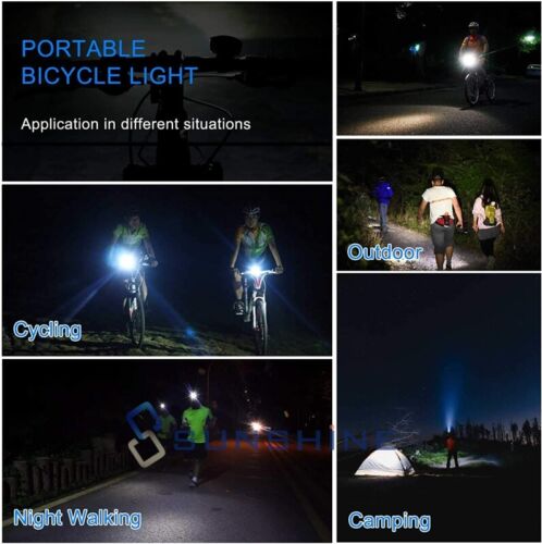 LED Bicycle Rechargeable Bike Headlight Rear Tail Light Speedometer 4Mode Horn