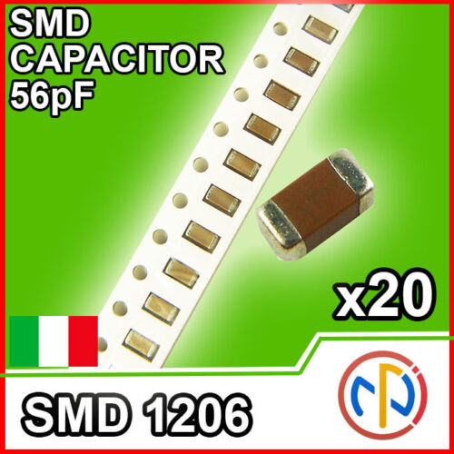 56pf SMD CAPACITOR 1206 50V CONDENSATORI STOCK 20 Pezzi