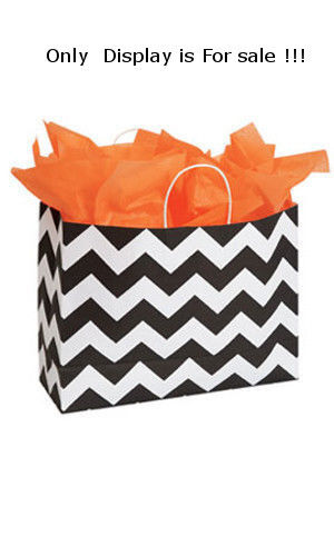 New 100 Paper bags Retails Large Classic Chevron Paper Shopping Bag 16” x 6”x12/"