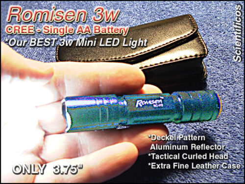 ROMISEN AA LED Single Battery Flashlight 65 Lumens w/AA Pro Alkaline & Case 