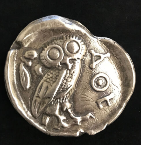 3 Oz  MK BarZ "Owl of Athena" Tribute to Ancient Coin LTD .999 FS Hand Poured 