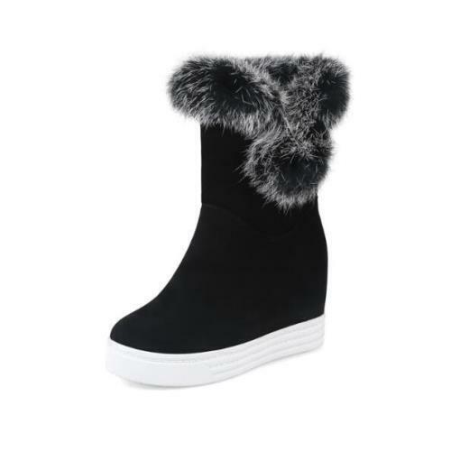 Details about   Womens New Fashion Faux Suede Rabbit Fur Hidden Wedge Ankle Snow Boots Shoes SUN 