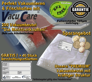200 Vakuumbeutel 16 x 25cm kräftige Struktur /"Sparpaket/" plus 40 Etiketten
