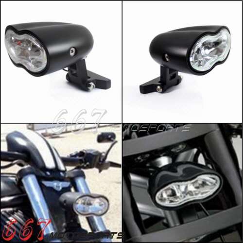 Custom Billet Black Dual Headlight Wave Halogen Fit Harley Motorcycle Universal